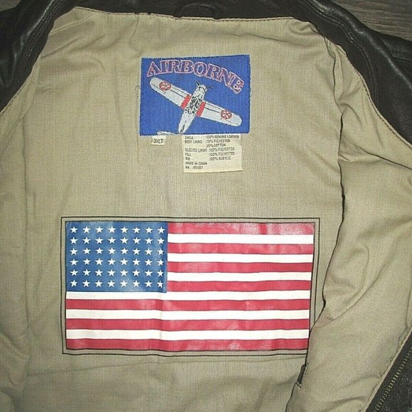Airborne Leather Bomber Jacket XXXL Brown - Picture 2 of 6